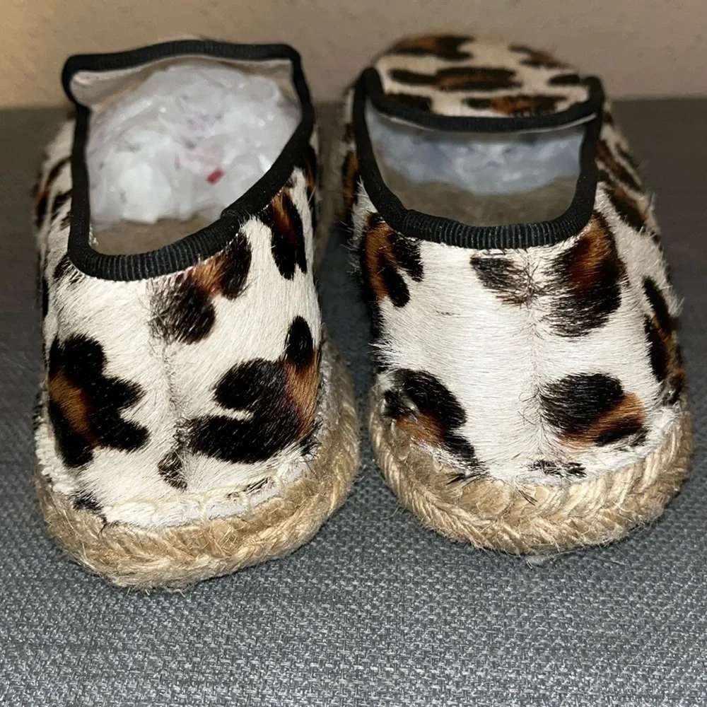 Sz 7 Elyse Walker Los Angeles White Leopard Calfhair Dee Espadrilles 37
